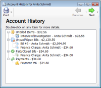 account history