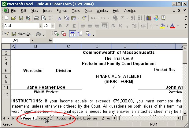 page tabs in excel